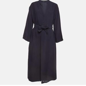 Joseph Navy Blue Crepe Midi Wrap Dress size 38